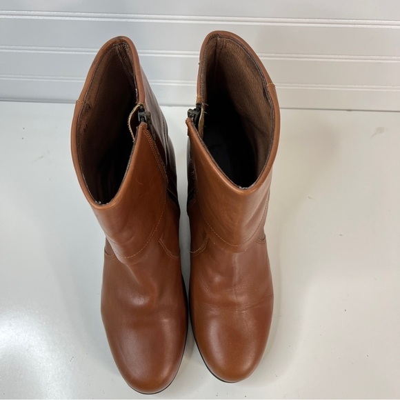 Sanita Maddox Women's 41 /10 Fold Over Wedge Leather Ankle Boots Booties Cognac. - Picture 4 of 11